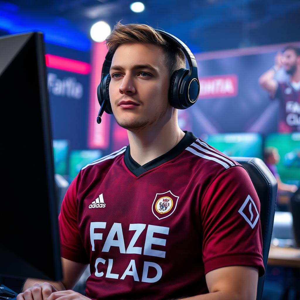 Киберфутболист Tekkz в форме FaZe Clan на турнире по EA FIFA Киберфутболист Tekkz в форме FaZe Clan на турнире по EA FIFA